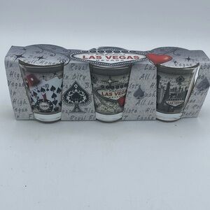 Welcome To Las Vegas casino  3 shot glasses man cave bar accessories new